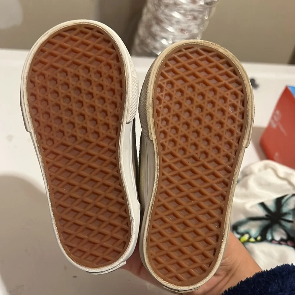 Vans white glitter